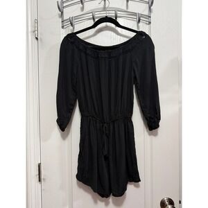 Abercrombie & Fitch Off the Shoulder Romper Womens S Black Crochet Lace Y2K Boho